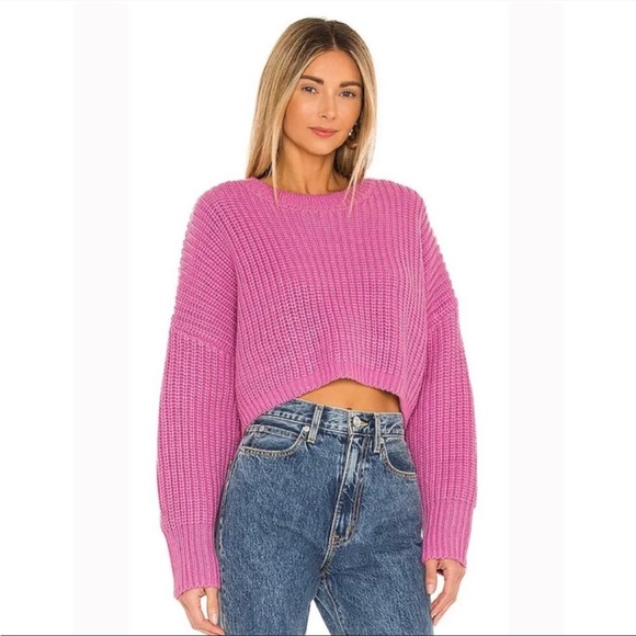 cinq a sept Sweaters - Cinq à Sept Eddie Side-Tie Crop Sweater Pink XS side slits barbiecore warm winte